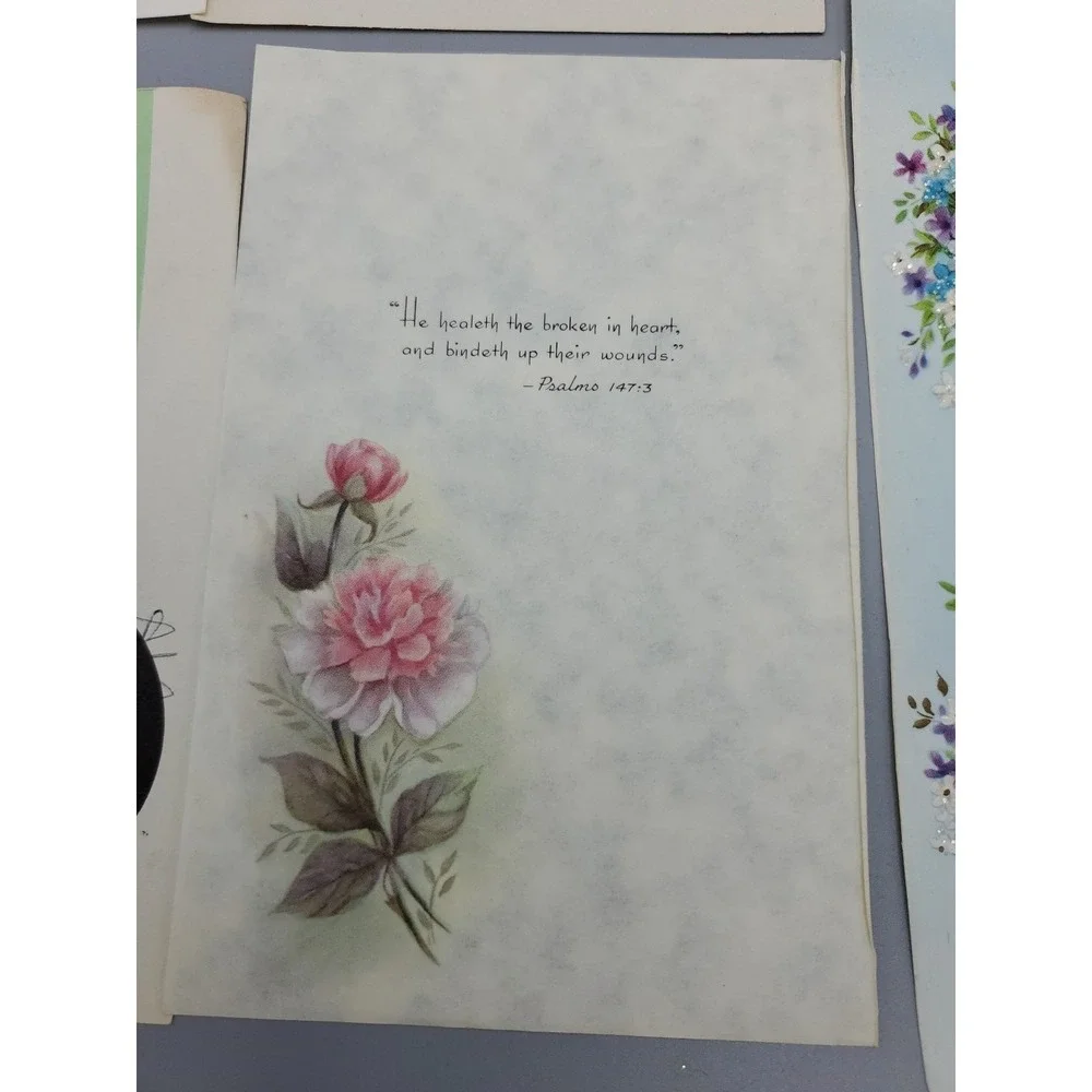 6 Old Vintage Used Greeting Card Fronts for‎ Crafts Lily Sympathy Prayer